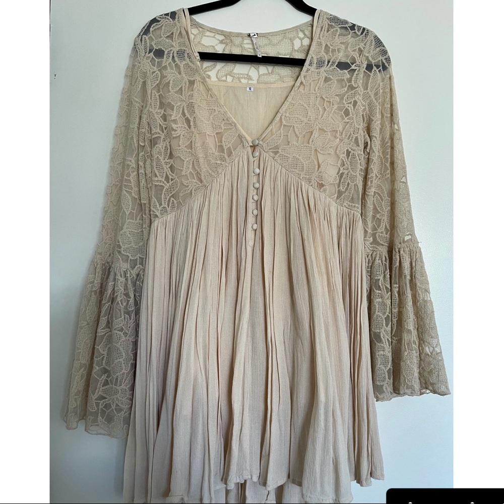 Free People Cream Lace Dress